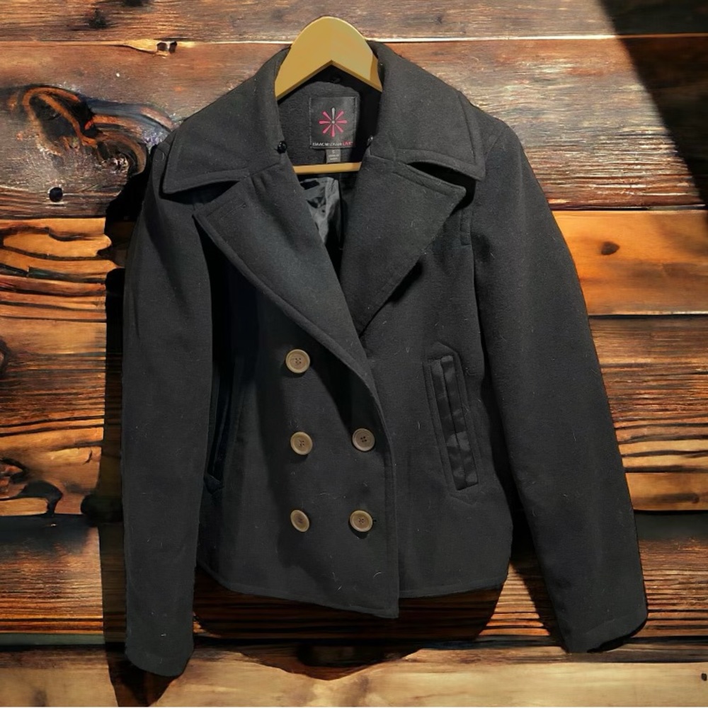 Women’s. Small, Isaac Mizrahi, hip-length coat. Black button down